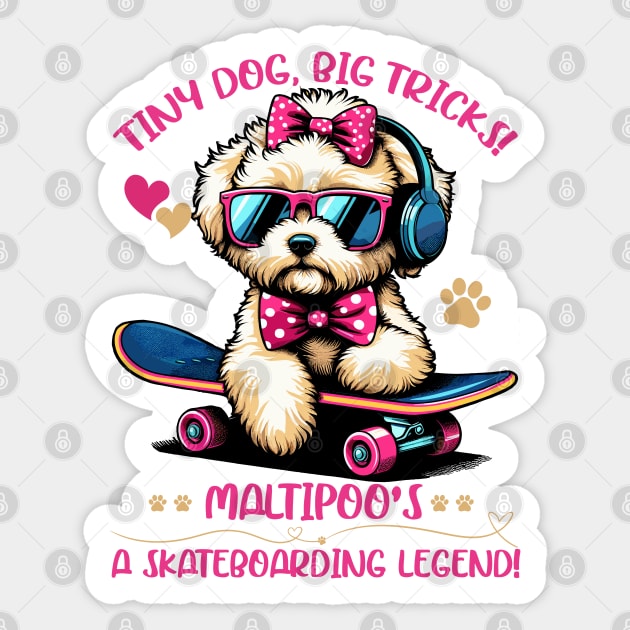 Dog Maltipoo Sunglasses -  Cool Maltipoo Mom Skateboarding Sticker by JessArty